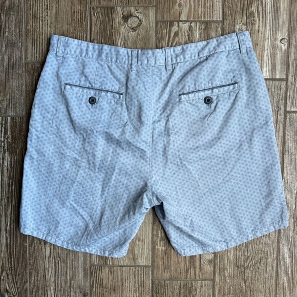 Johnnie-O Chino Shorts Mens 35 Blue Patterned‎ Cotton Linen Blend Slash Pocket - Picture 6 of 7